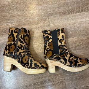 Free People Leopard Fur Platform Boots Size 38/7.5